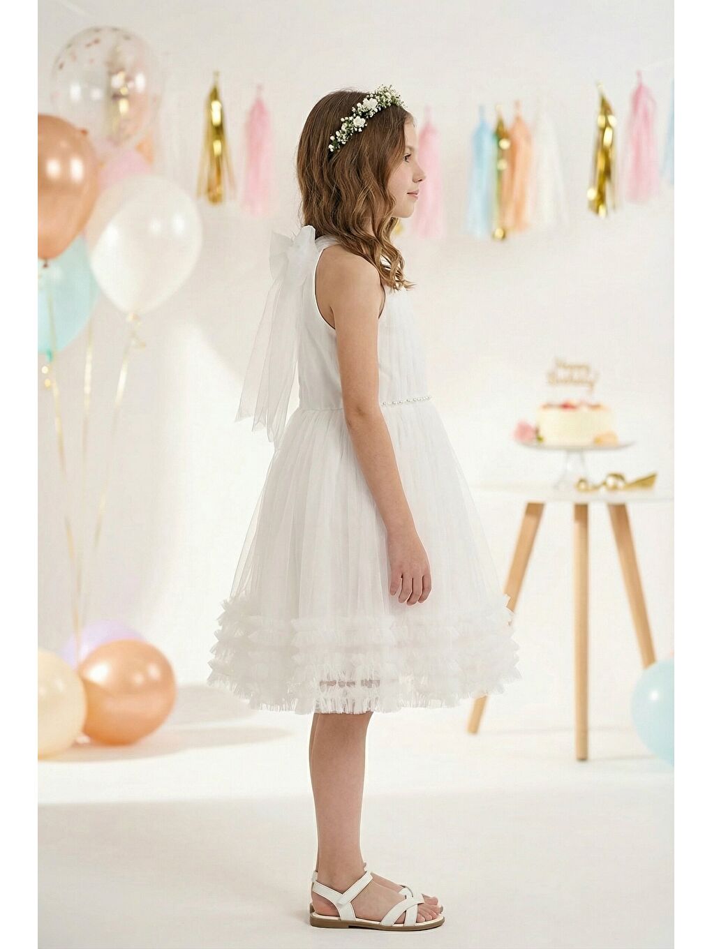 Ekru Kız Çocuk Abiye-1