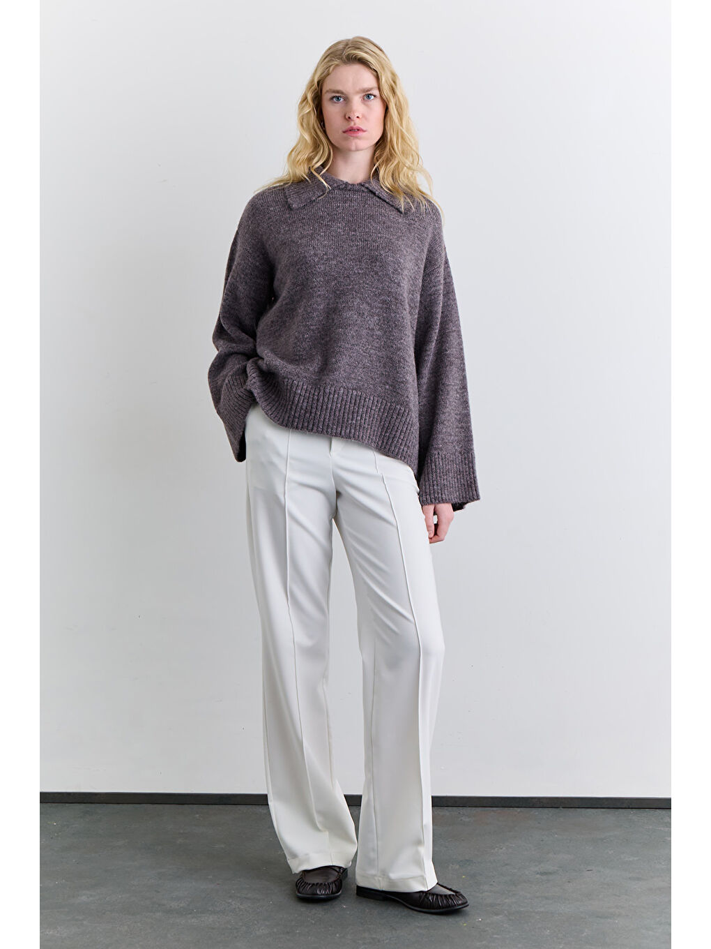 Geniş Yaka Oversıze Kazak Mürdüm-2