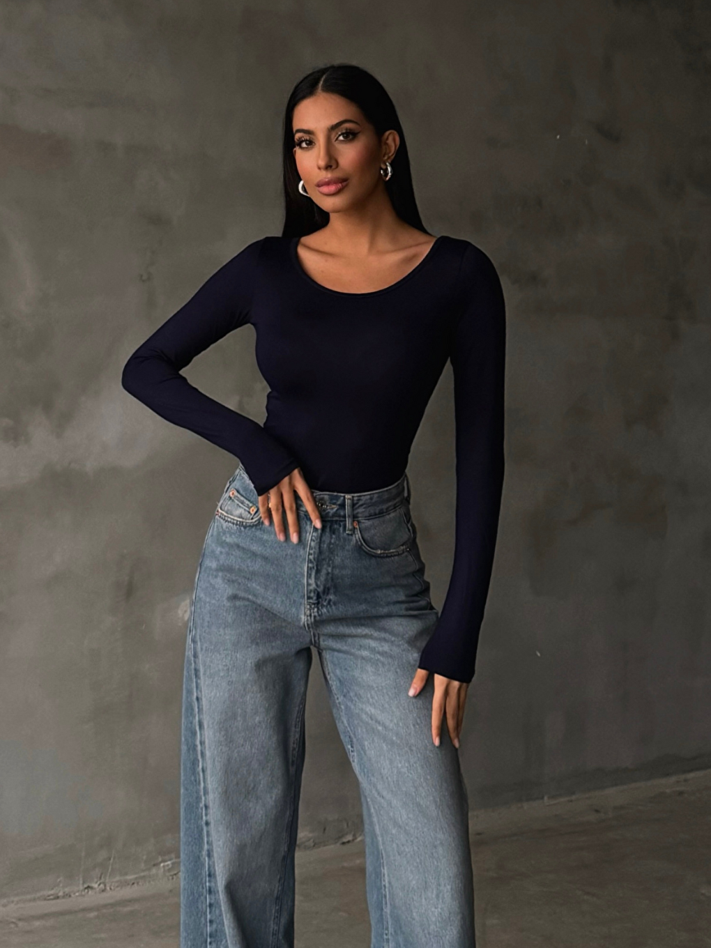 Kadın Lacivert Prenses Yaka Bluz-1