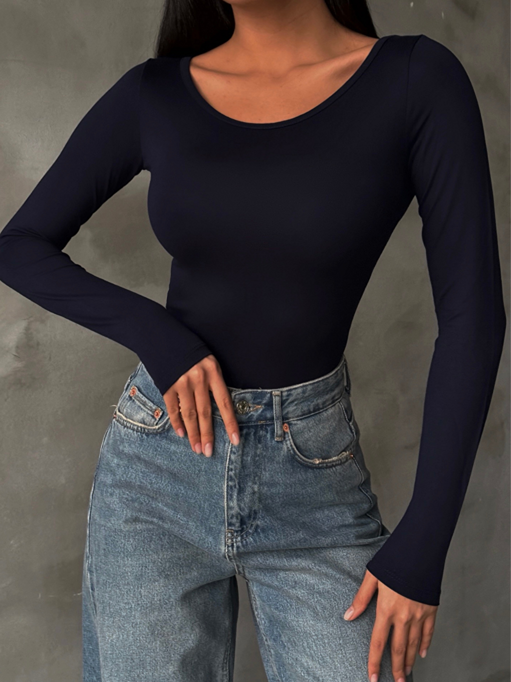 Kadın Lacivert Prenses Yaka Bluz-2