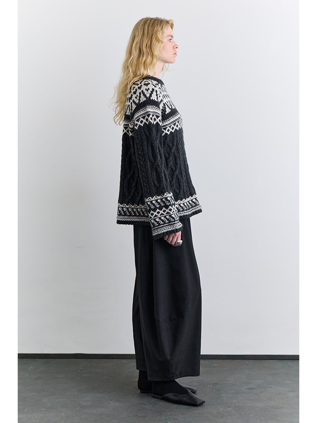 Nordıc Desenli Kazak Gri-1