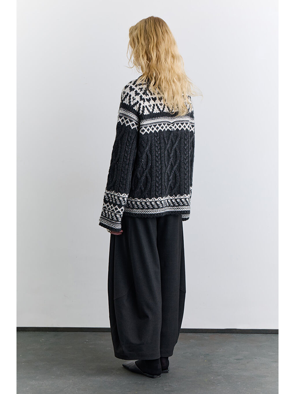 Nordıc Desenli Kazak Gri-2