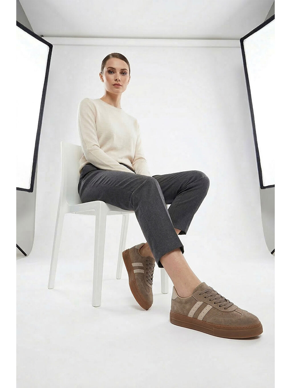 Kahverengi Kadın AÇIK VİZON Bağcıklı Sneaker-2