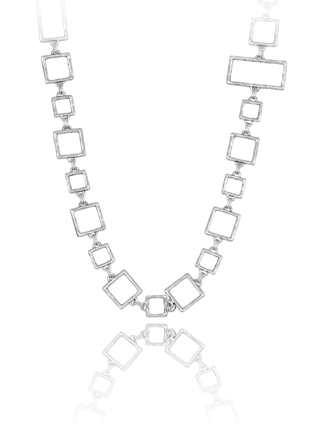 Gri Kadın Antik Gümüş Kaplama Geometrik Uzun Kolye-1