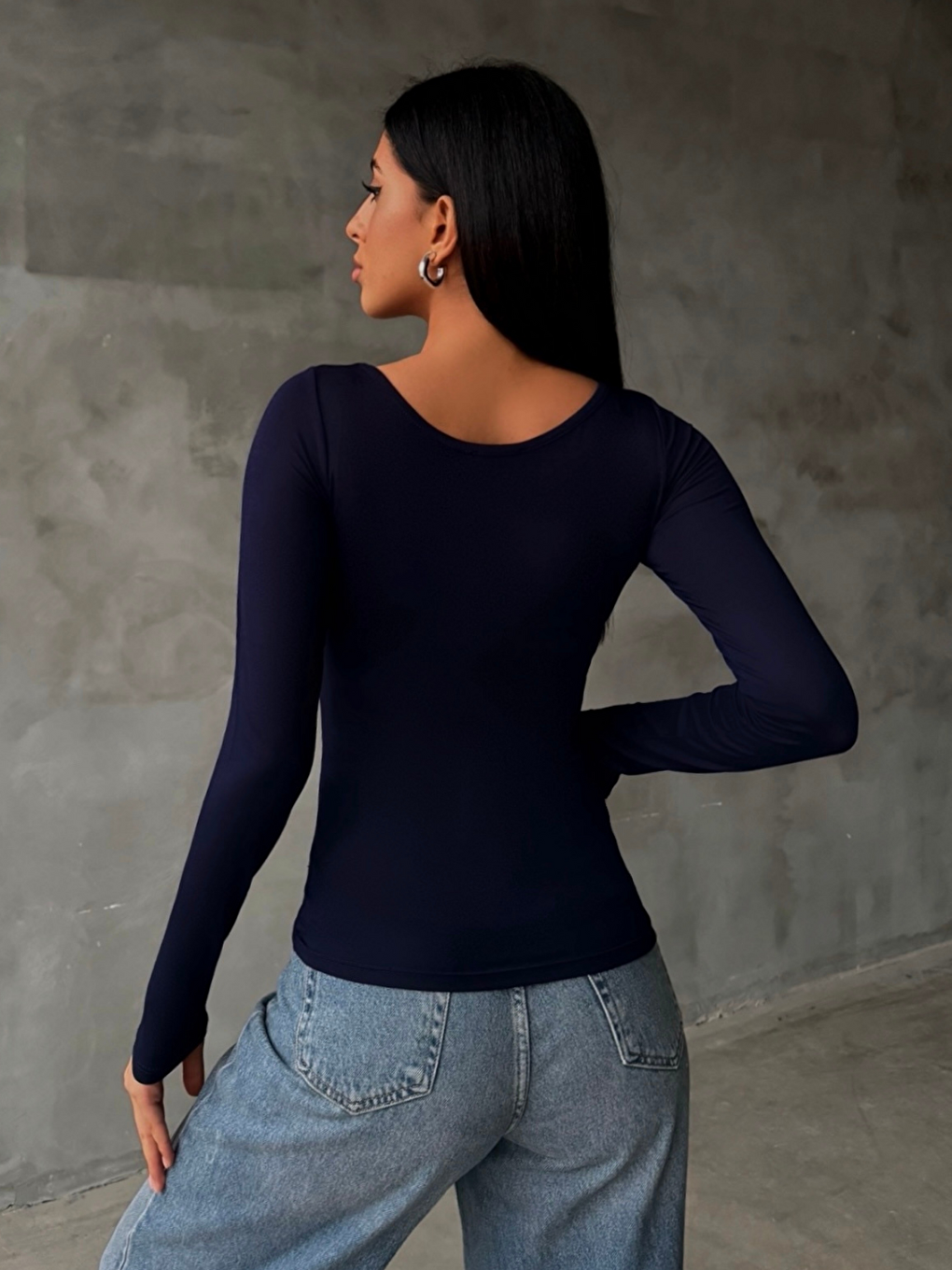 Kadın Lacivert Prenses Yaka Bluz-4