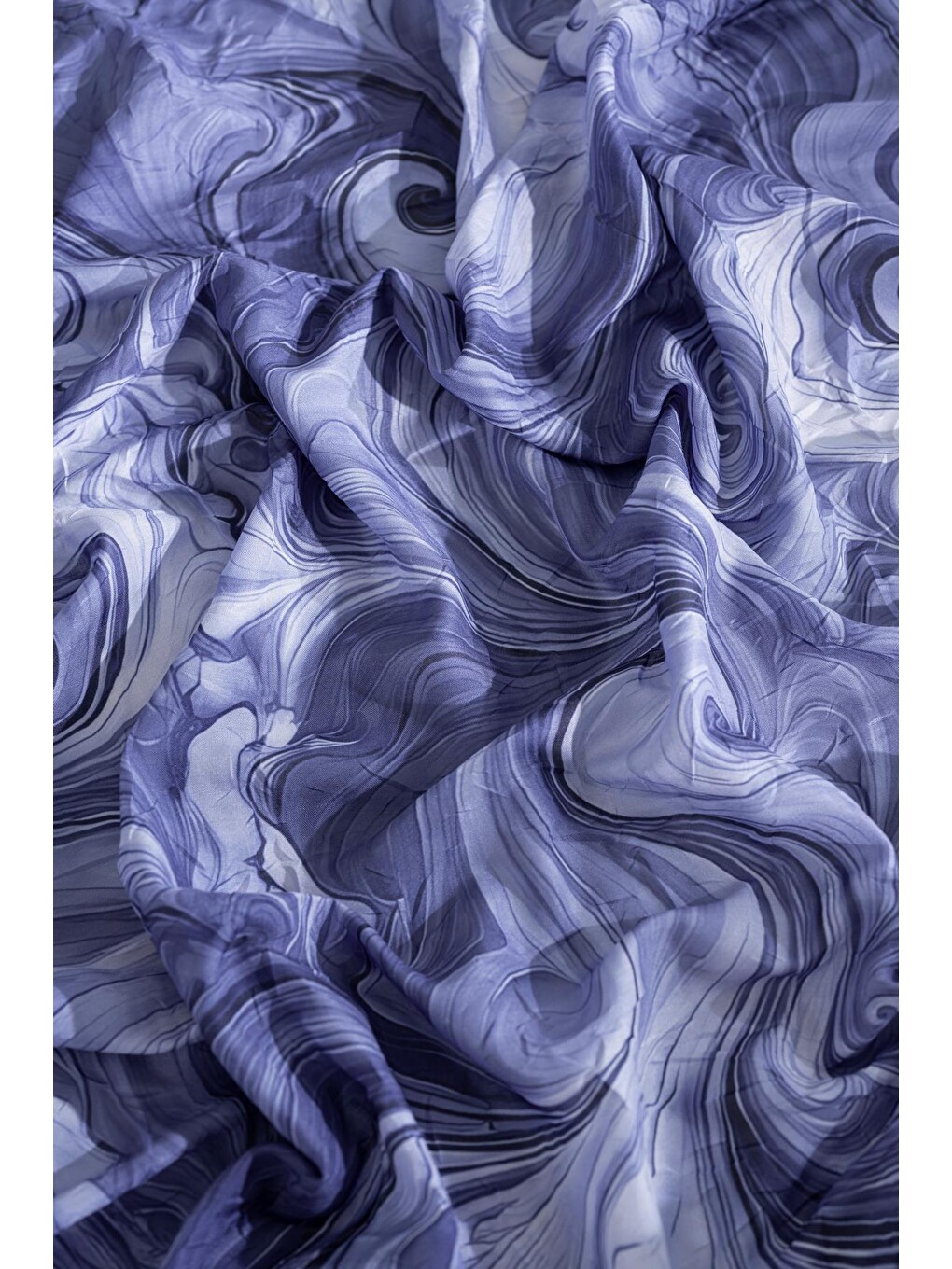 Lacivert Ebru Desenli Kırışık Dokulu Soft Eşarp Maryas-5