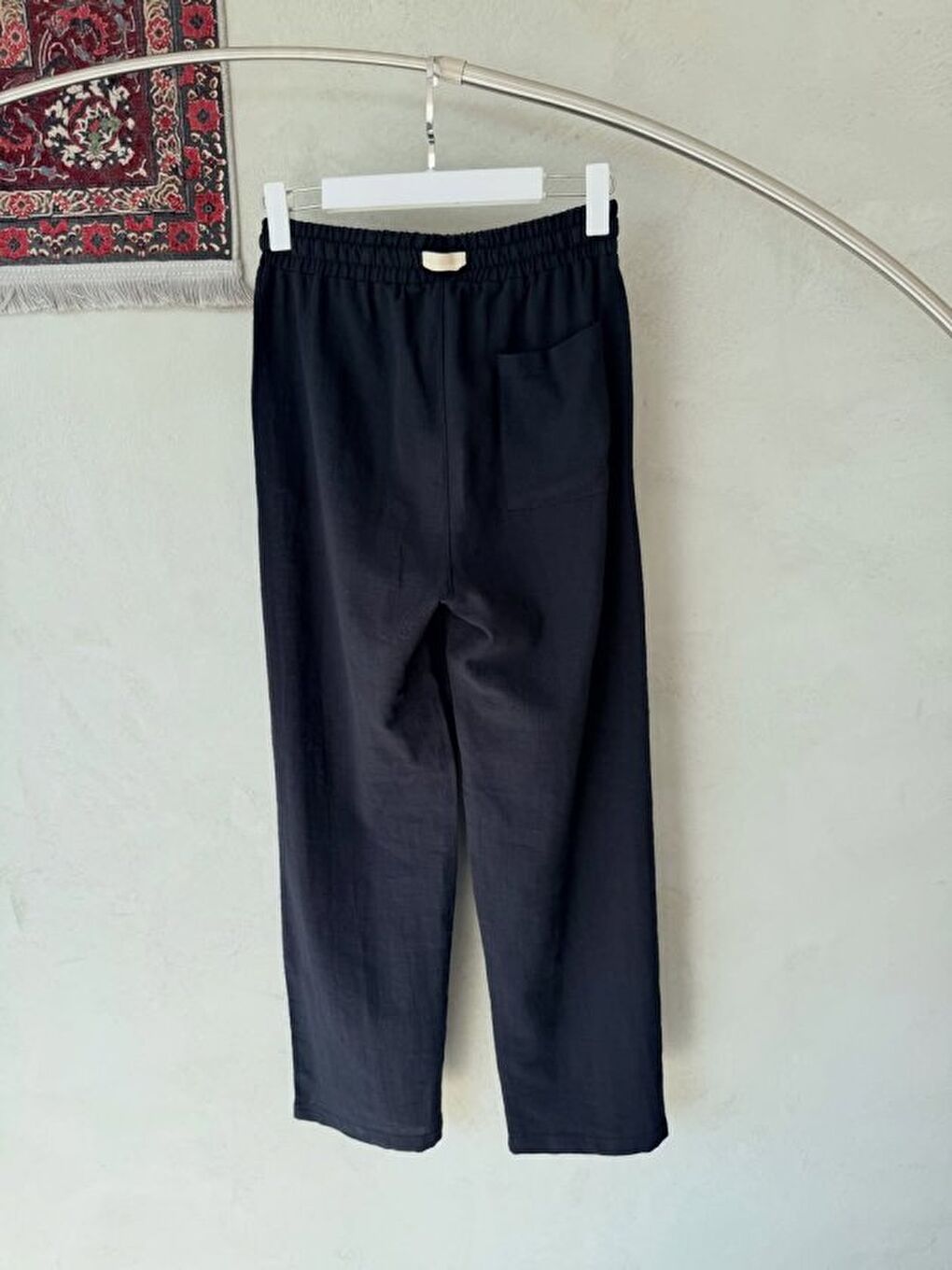 Siyah Erkek İthal Yıkamalı Keten Pantolon-3