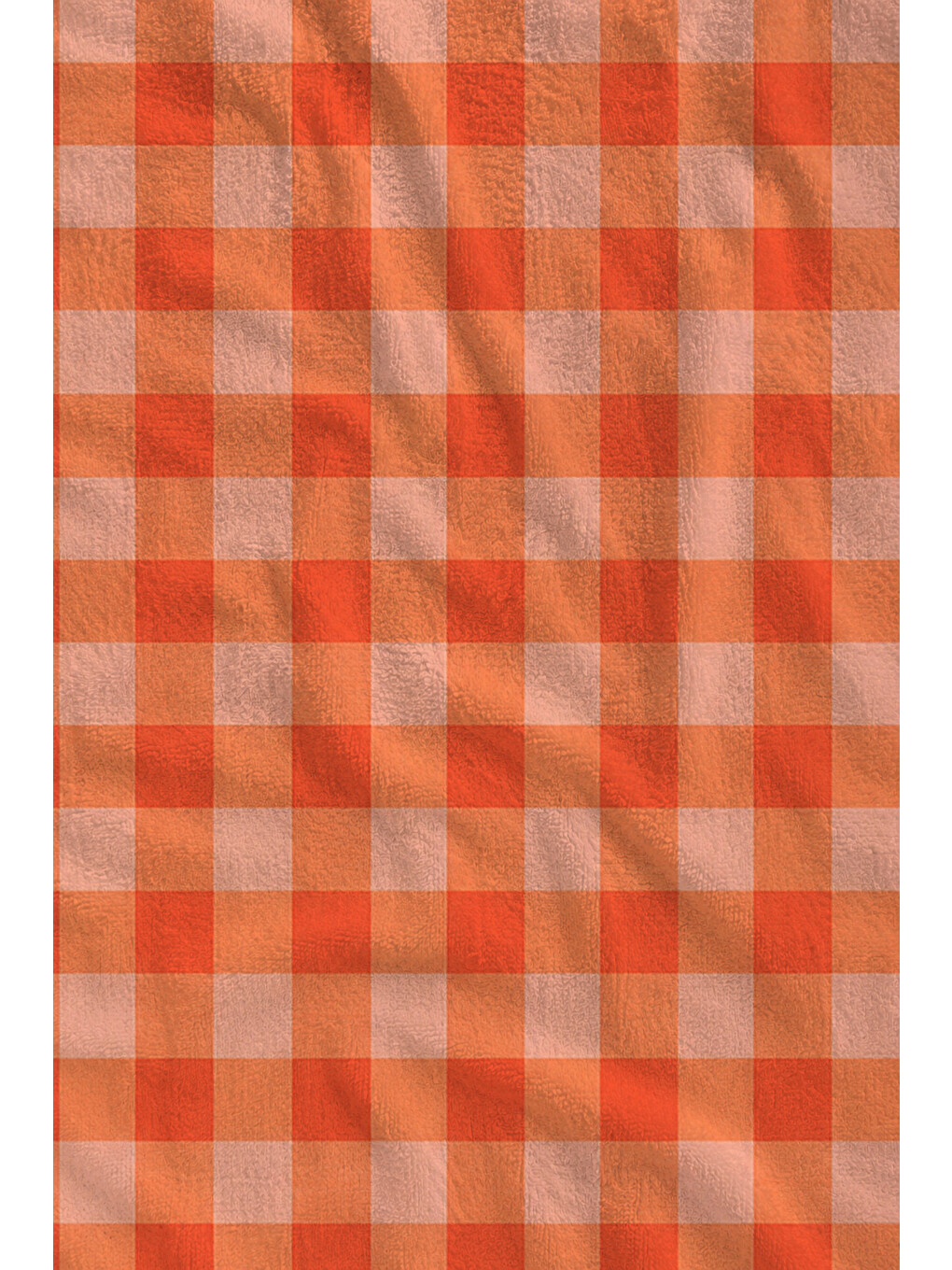 Retro Turuncu Mercan Ekose Kareli Yazlık Desenli 70x150 Plaj Havlusu - Pamuklu Banyo Havlusu-2