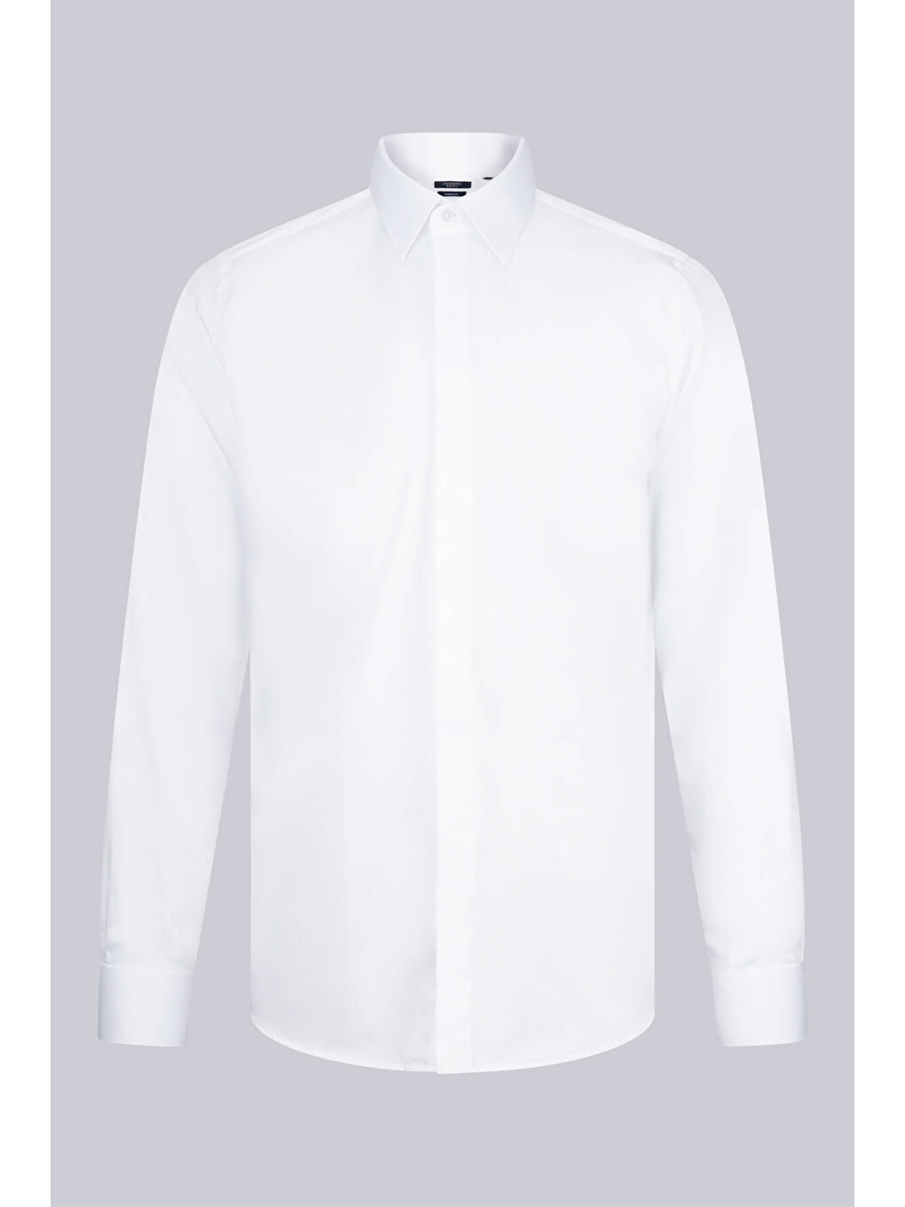 Beyaz Comfort Fit Slim Yaka 100% Pamuk Uzun Kollu Damatlık Gömlek-4