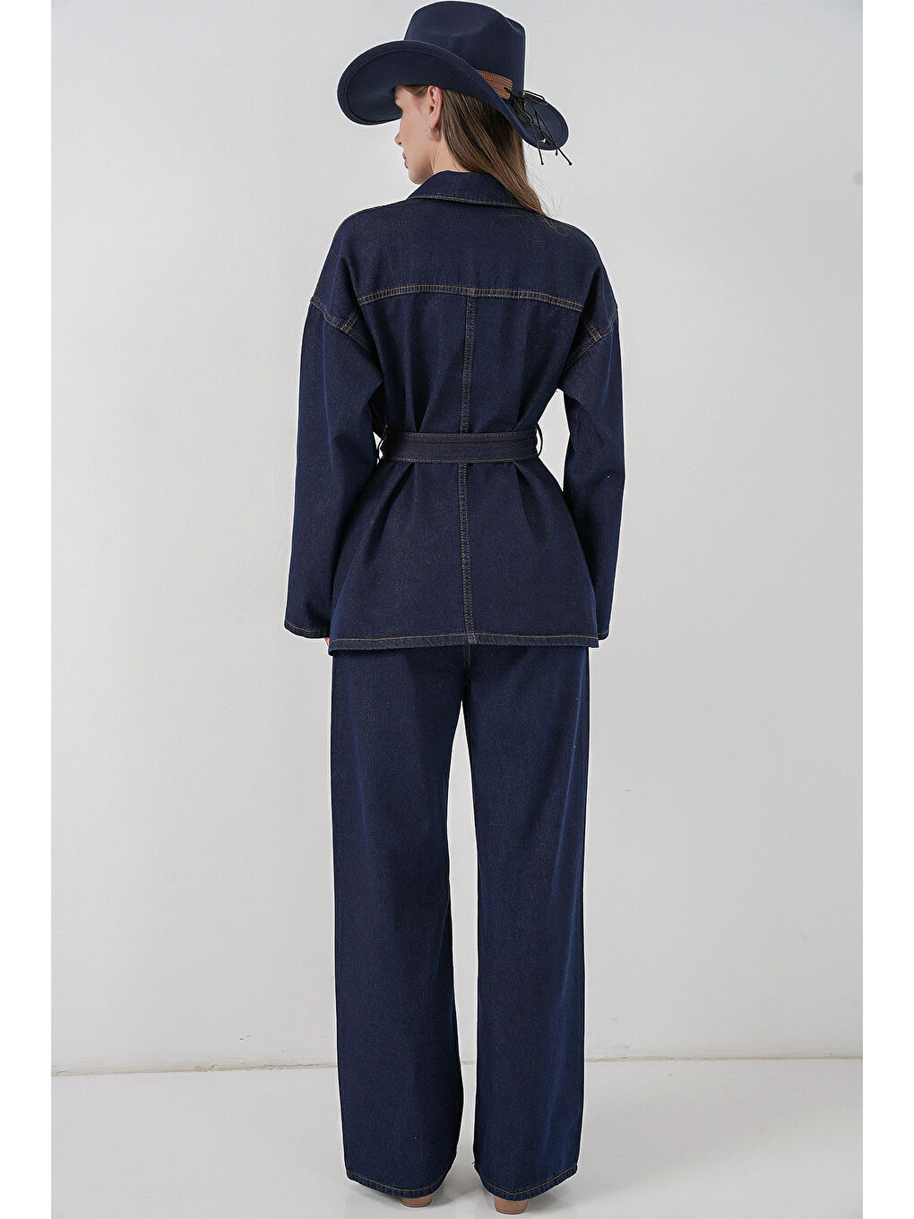 Kadın Ceket Pantolon Jean İkili Takım 30059 - Lacivert-5