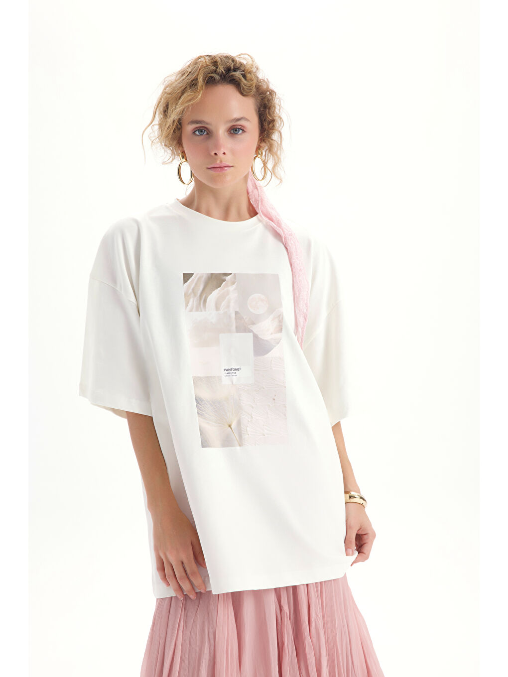 Cloud Dancer Beyaz Oversize T-Shirt-3