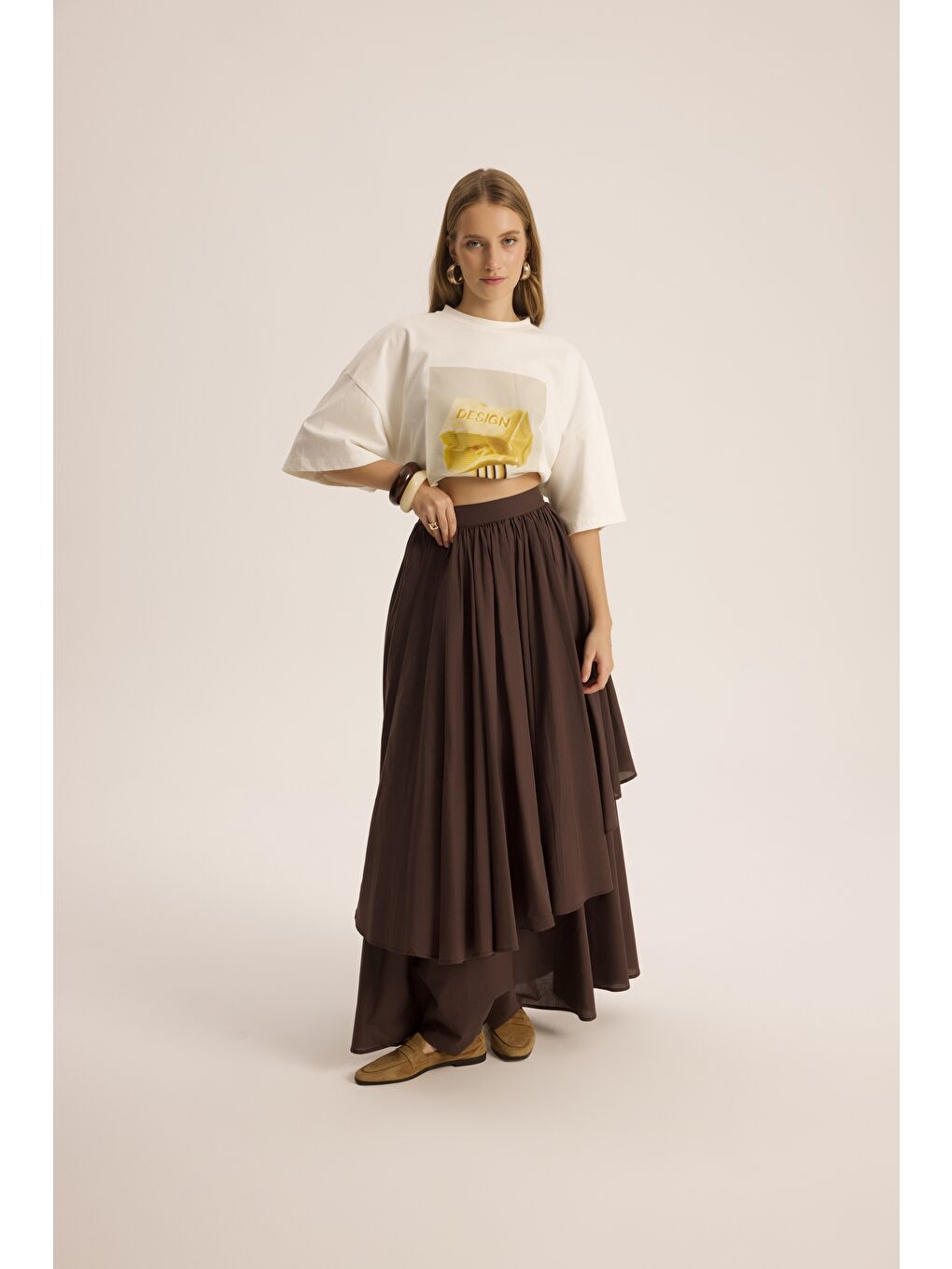 Fork Design Beyaz Oversize T-Shirt-2