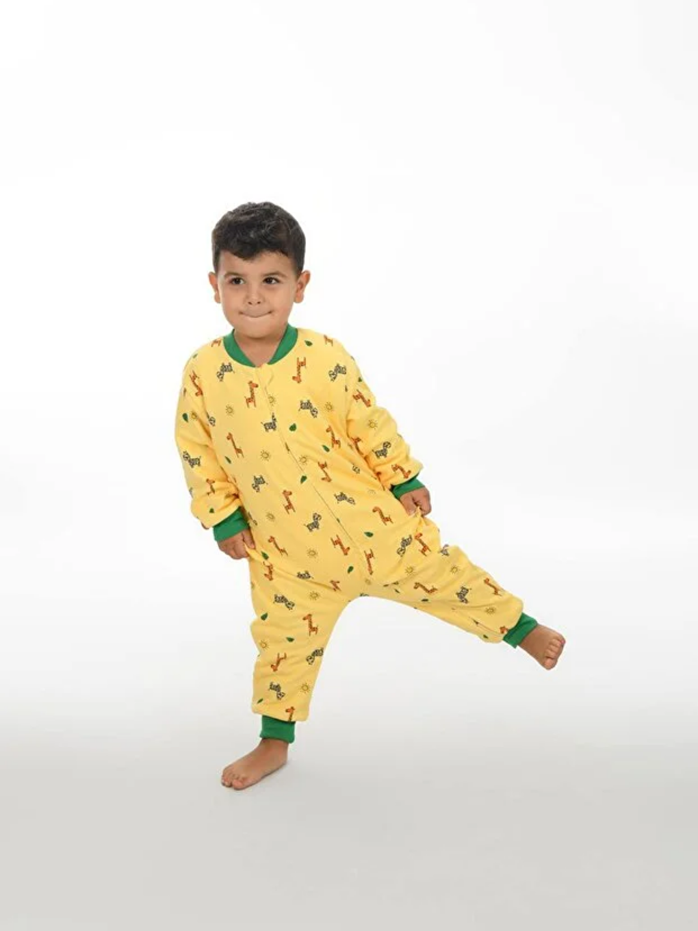 Sarı Bisiklet Yaka Elyaf Dolgulu Kız Bebek Uyku Tulumu 1 Tog-1