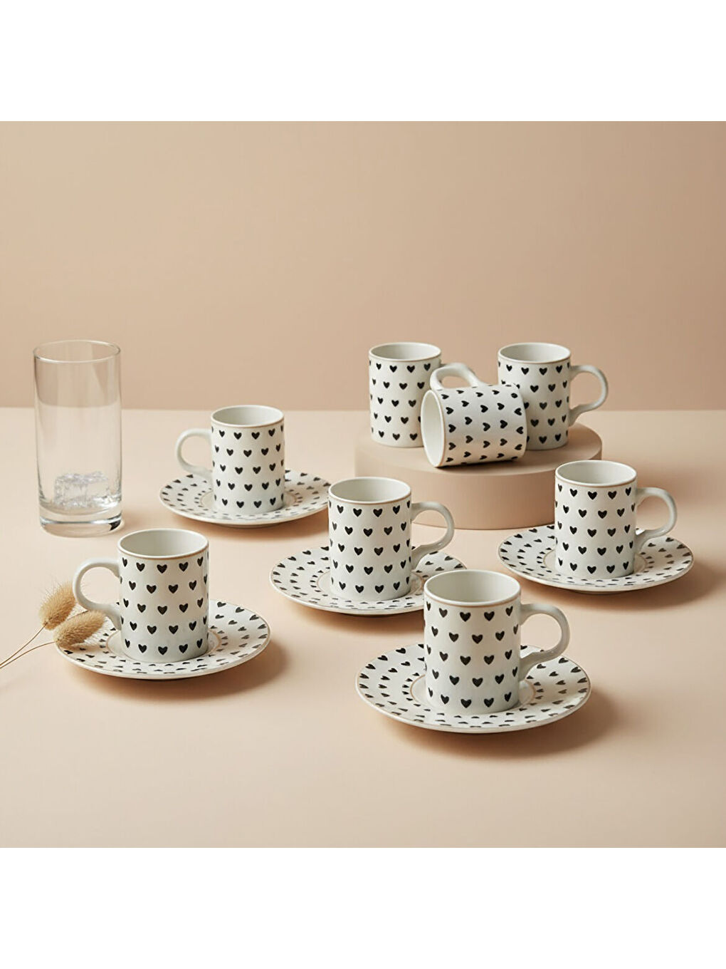 Ekru Camelia 12 Parça 6 Kişilik Kahve Fincan Takımı 6656-3