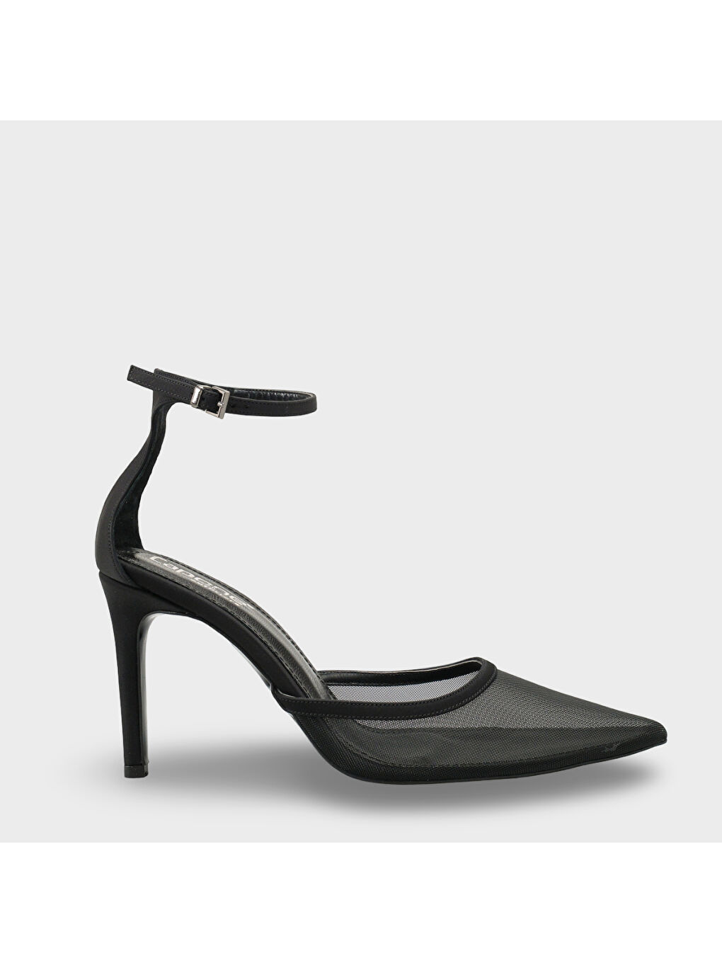 Siyah Letitia Hakiki Deri Astarlı Sivri Burunlu Orta Topuklu File Saten Kadın Ayakkabı