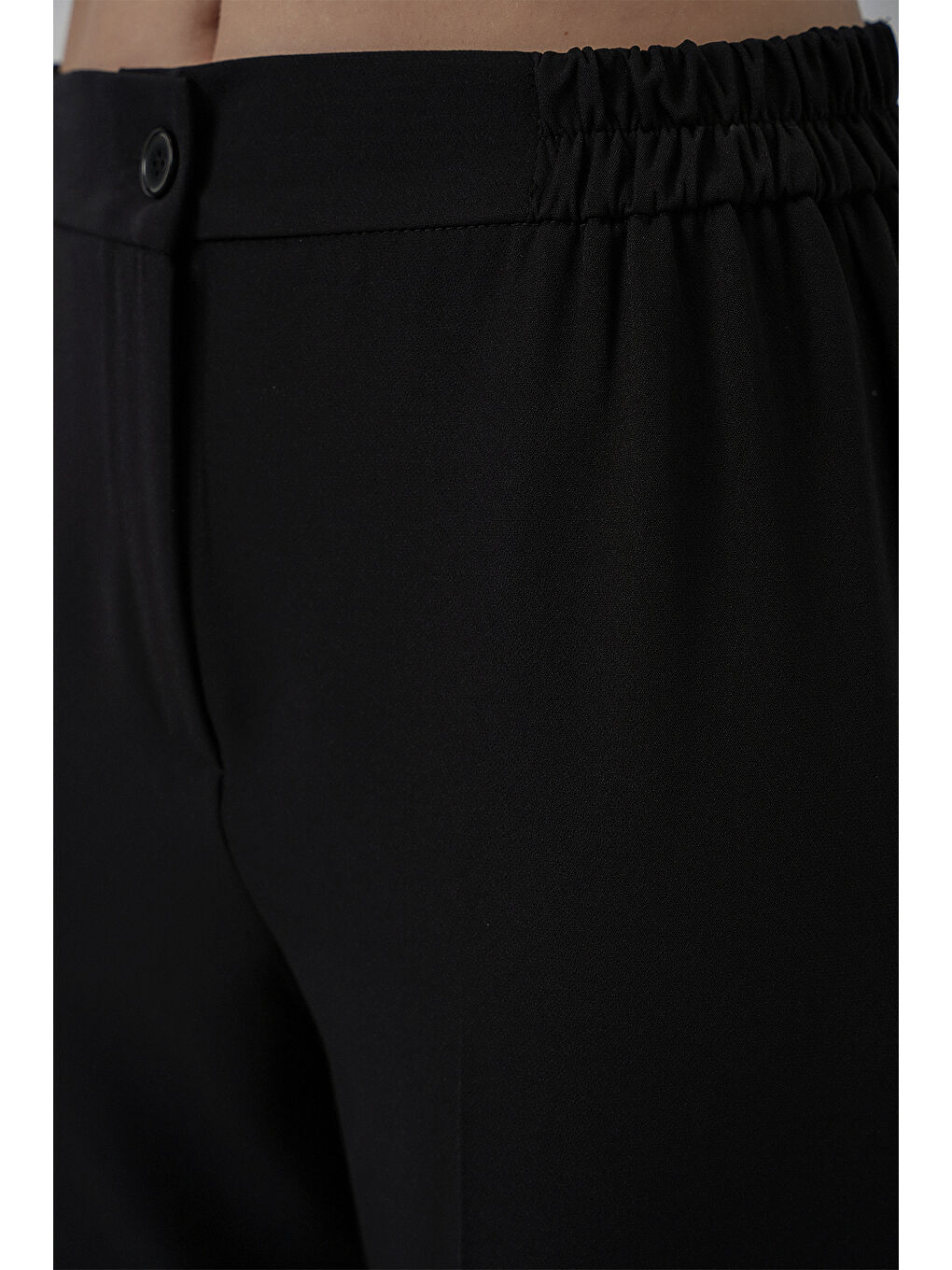 Kadın Beli Lastikli Kumaş Pantolon 30058 - Siyah-4