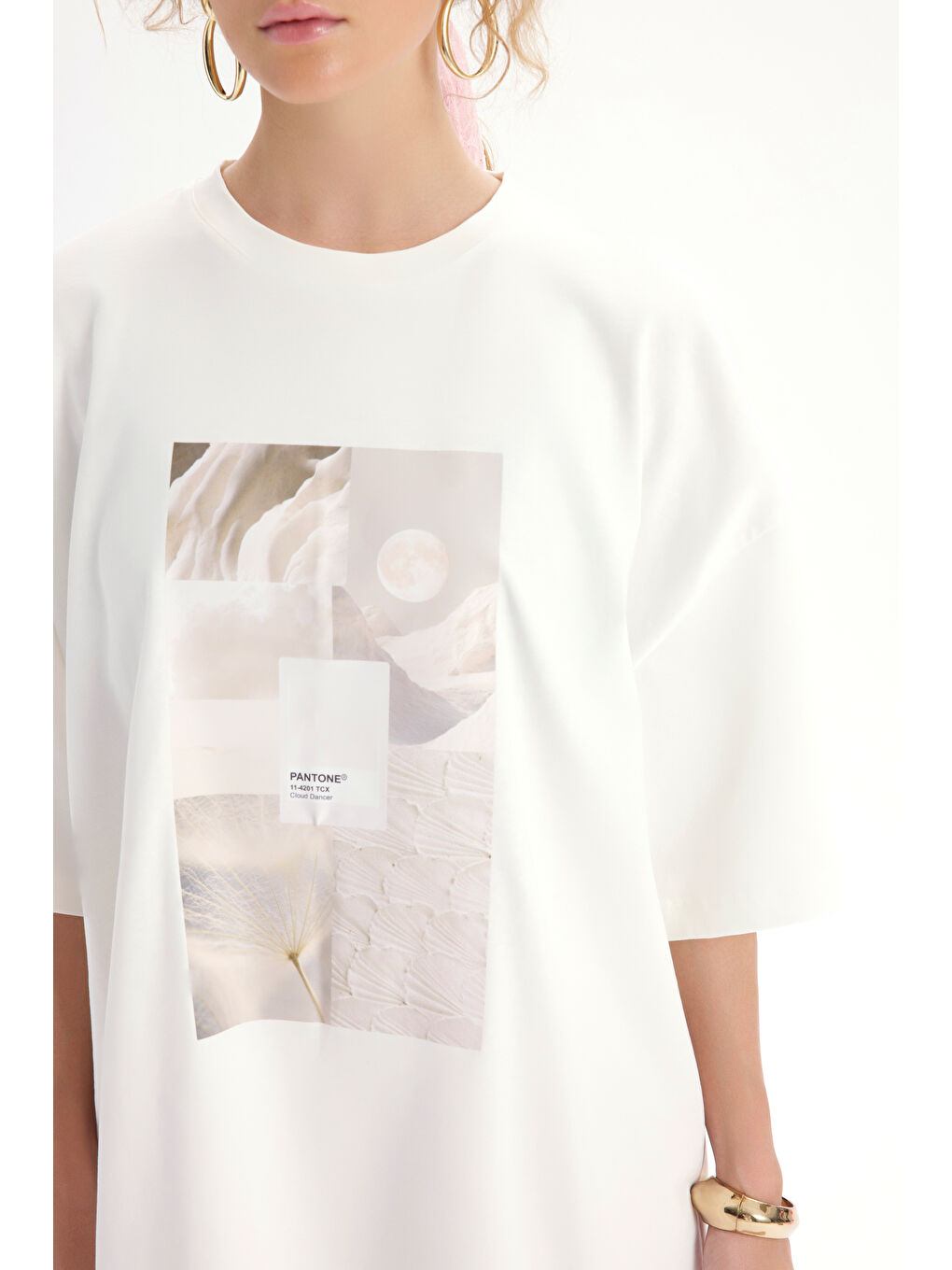 Cloud Dancer Beyaz Oversize T-Shirt-6