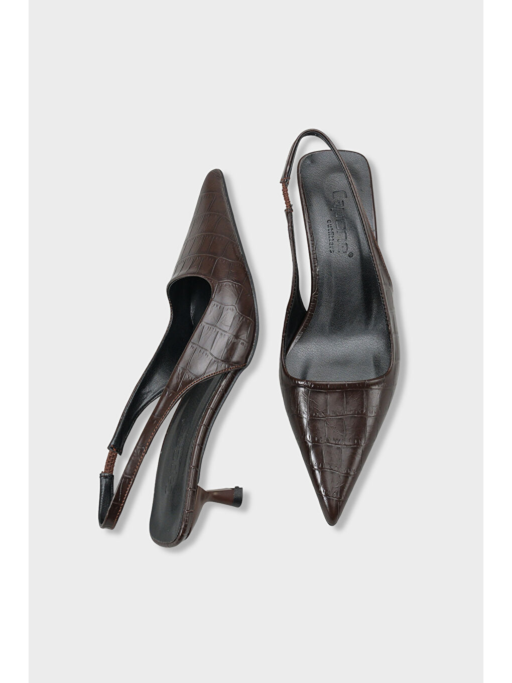 Kahverengi Lynett Sivri Burunlu Orta Topuklu Arkası Kare Arkadan Bantlı Kadın Ayakkabı-4