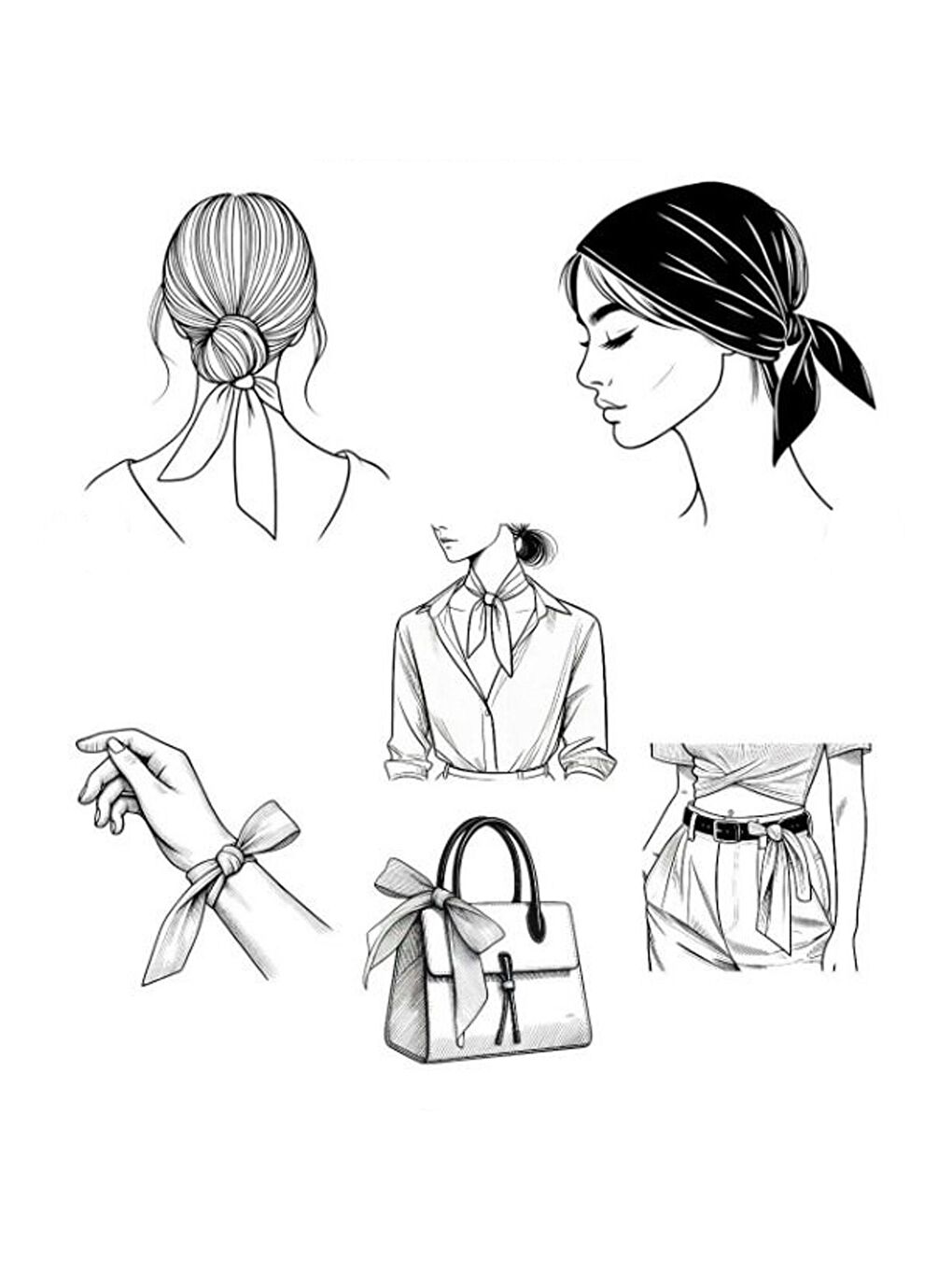 Siyah Kadın Şal Desen 55*55 cm Bandana & Fular-1