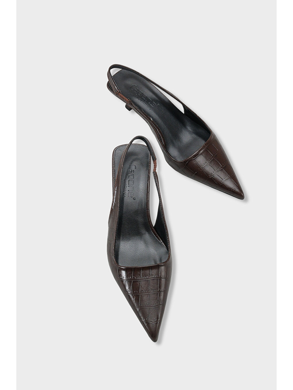 Kahverengi Lynett Sivri Burunlu Orta Topuklu Arkası Kare Arkadan Bantlı Kadın Ayakkabı-5