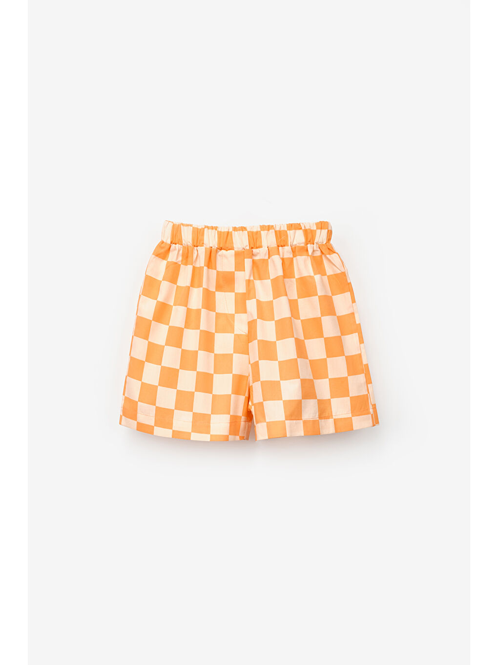 Turuncu Zürafa Figürlü Dama Desenli Çocuk Tişört Şort İkili Takım - Cleo-6