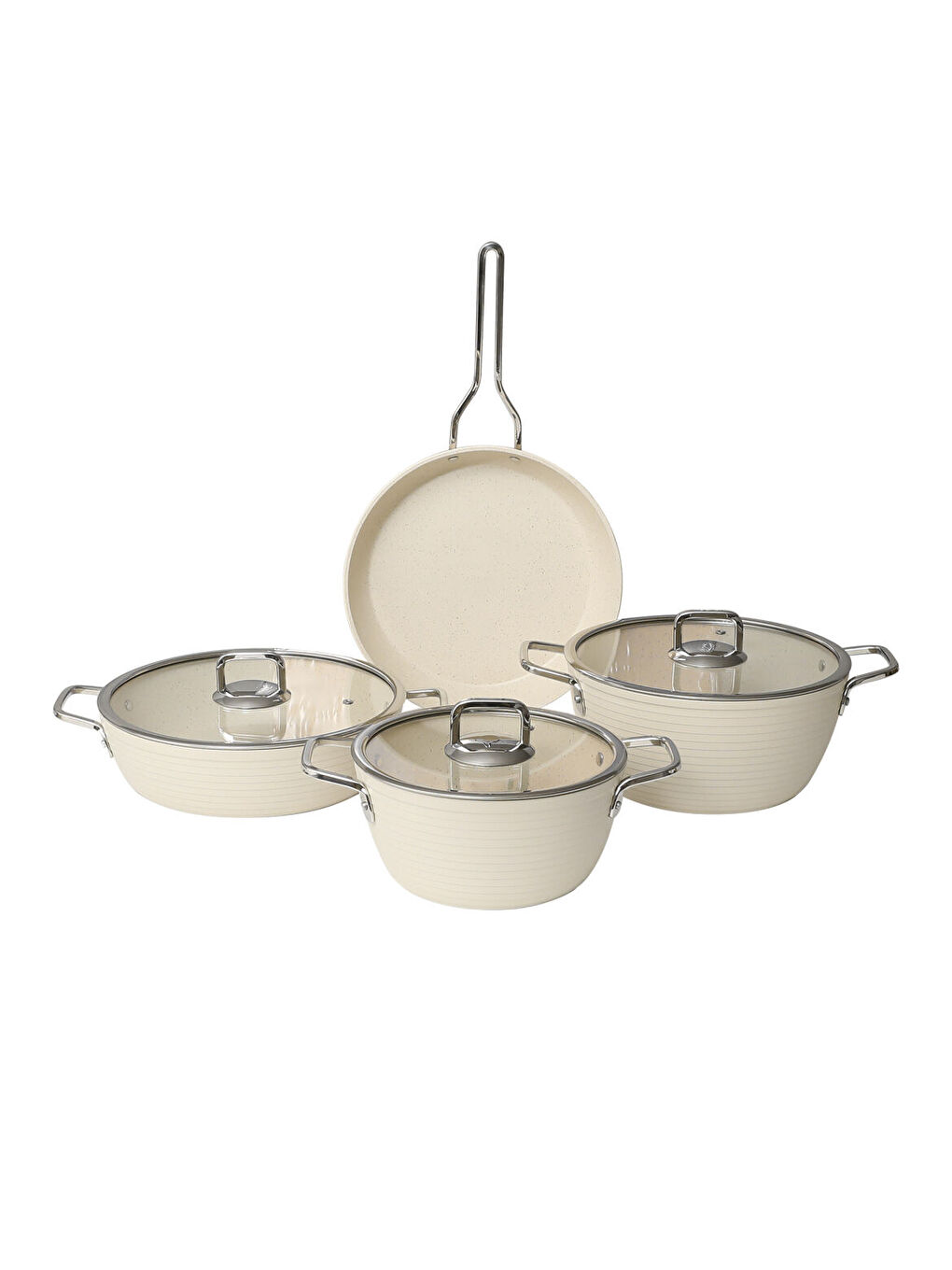 Ekru Açelya 7 Parça Granit Tencere Takımı Beyaz-1