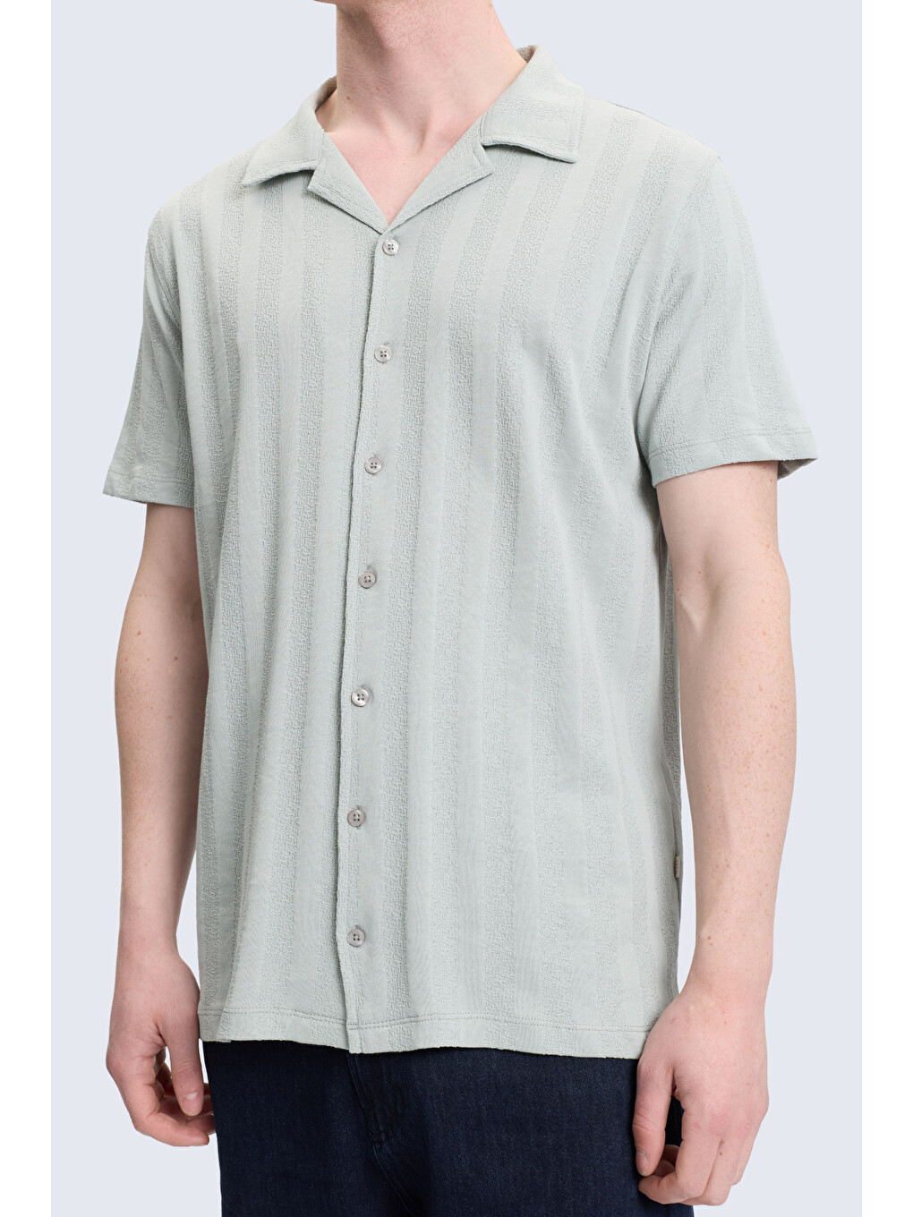 Yeşil Regular Fit Apaş Yaka 100% Pamuk Casual Gömlek-2