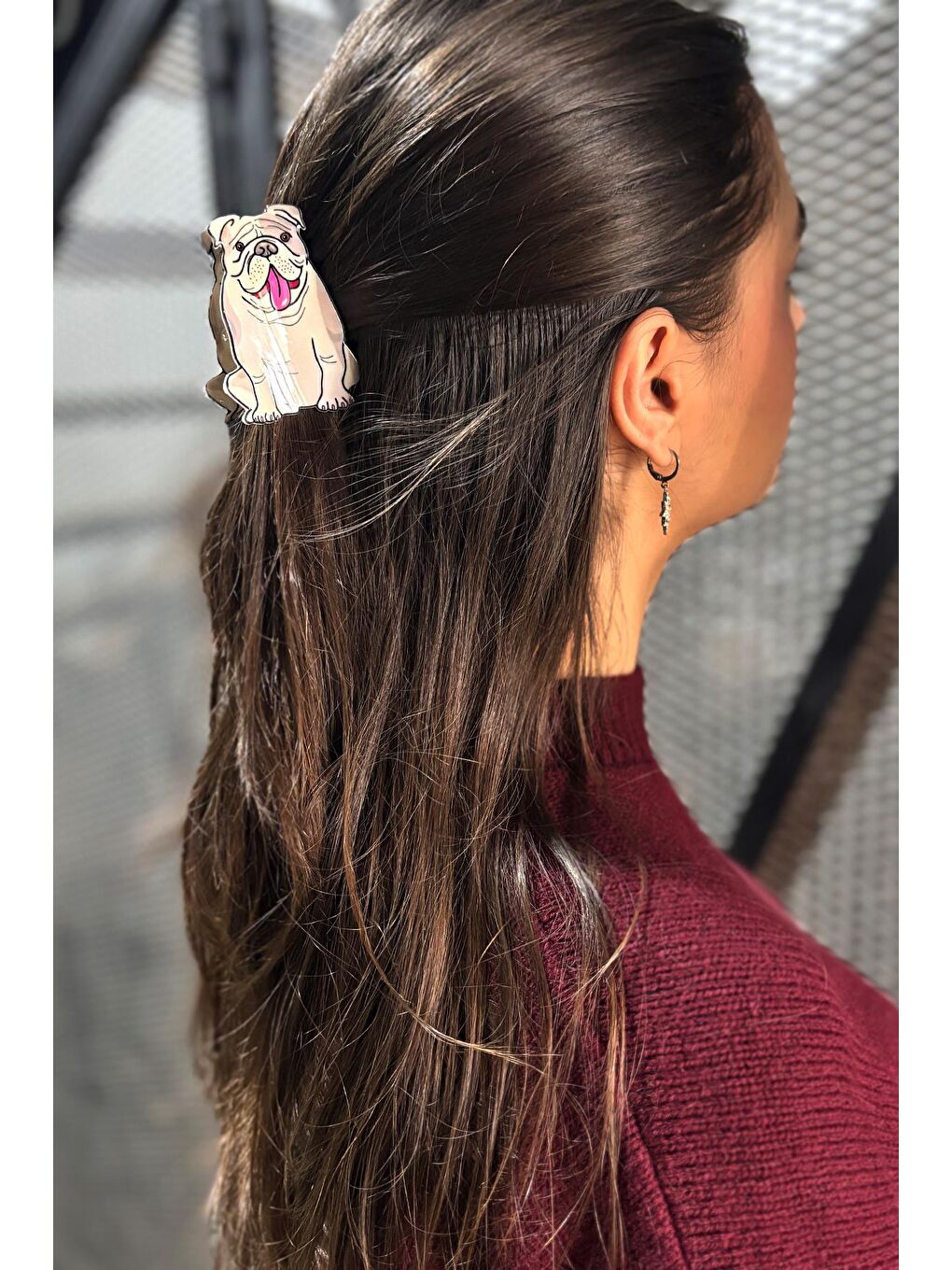 Gri Bulldog Asetat kadın Mandal Toka-2