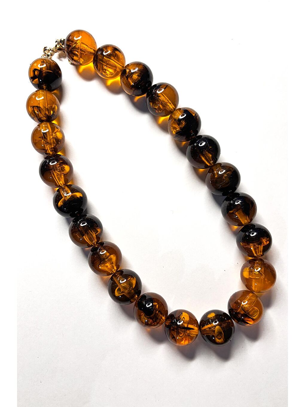 Bej Büyük Boncuklu Kadın Kolye - 20mm Boncuklu-8