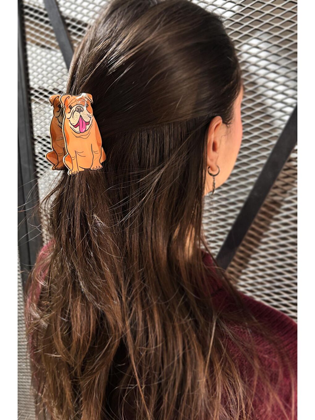 Bej Bulldog Asetat kadın Mandal Toka-3