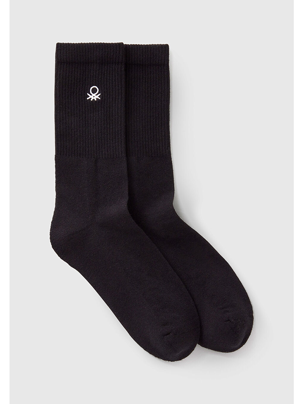 Unisex Siyah Benetton Logolu Soket Çorap