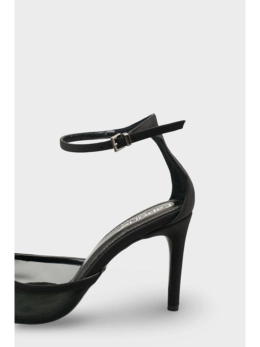 Siyah Letitia Hakiki Deri Astarlı Sivri Burunlu Orta Topuklu File Saten Kadın Ayakkabı-3