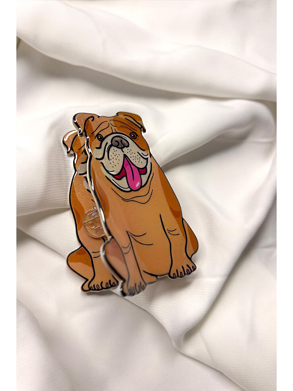 Bej Bulldog Asetat kadın Mandal Toka-1