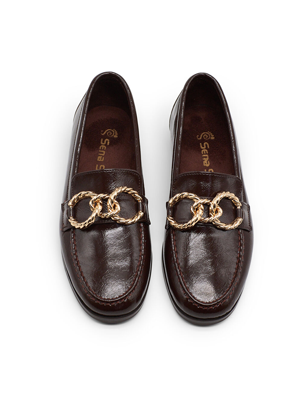 Kahverengi Kadın Kahve Kadın Deri Loafer Toka Detaylı Rahat Günlük Babet-1