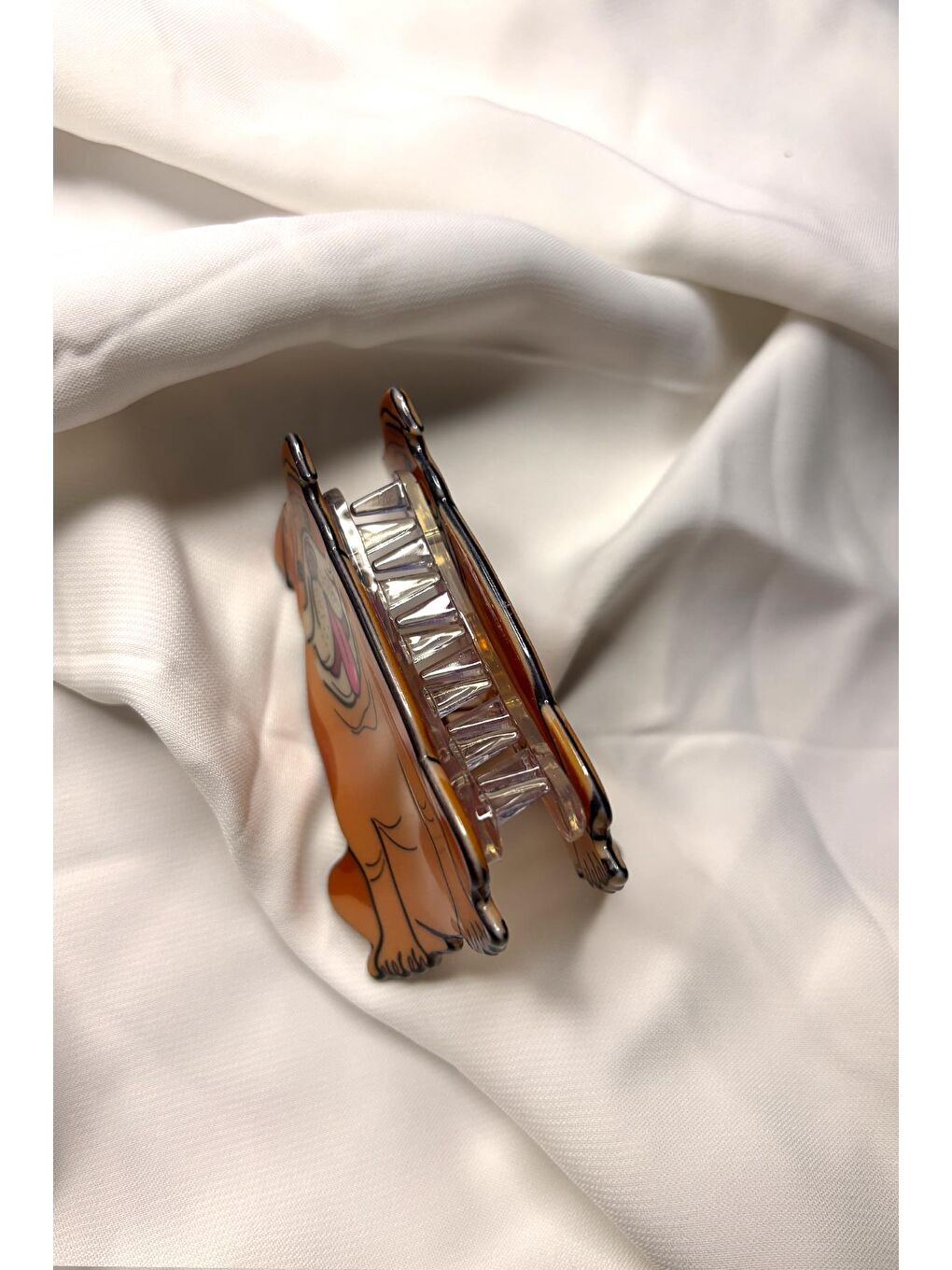 Bej Bulldog Asetat kadın Mandal Toka-4