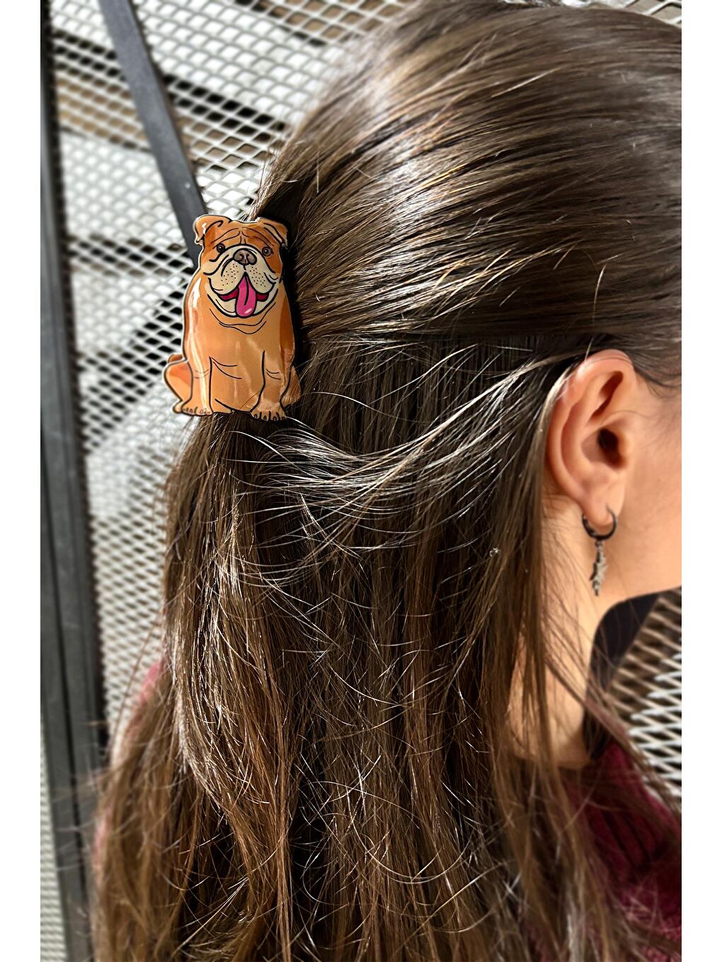 Bej Bulldog Asetat kadın Mandal Toka-5