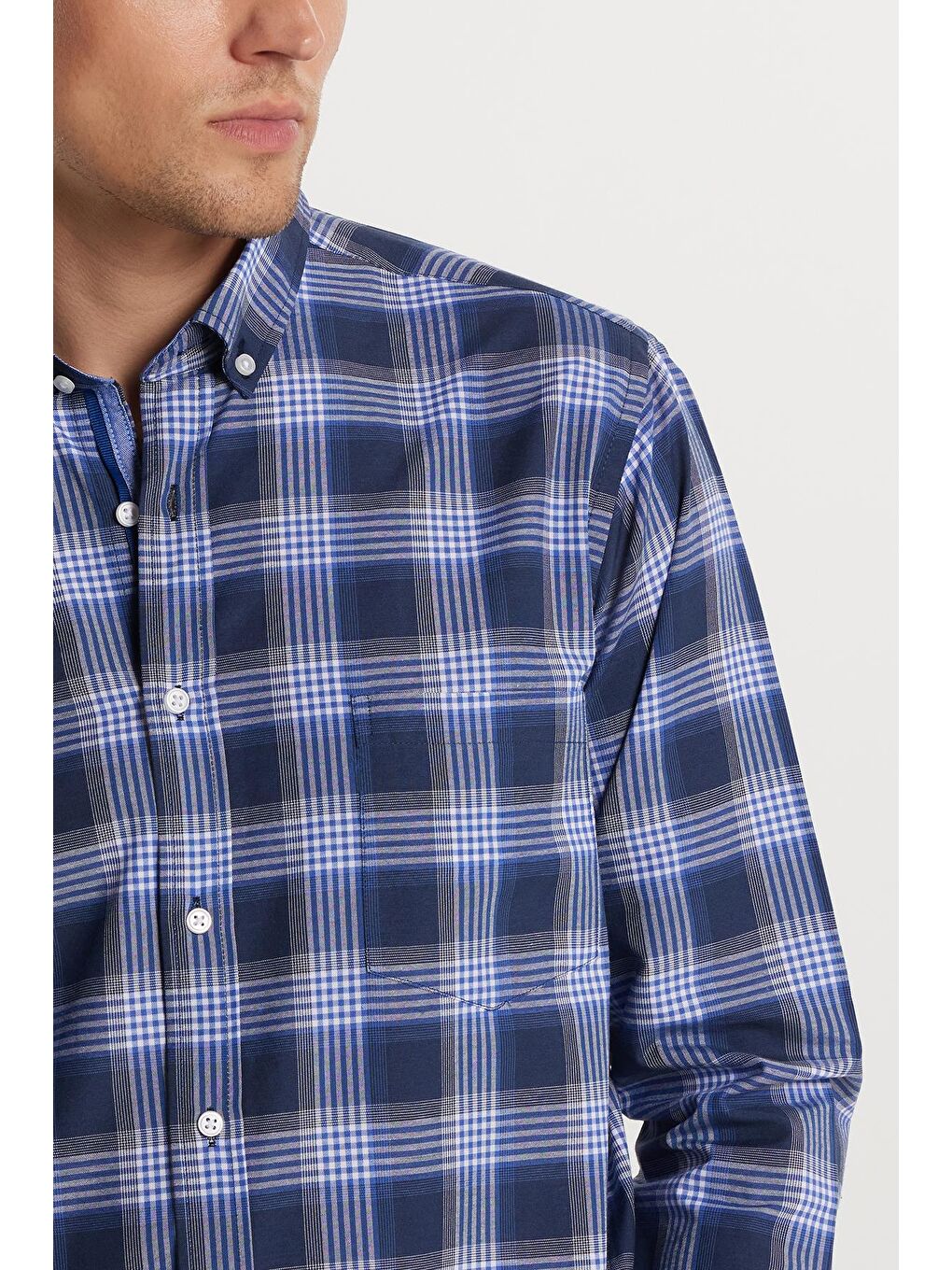 Karışık Erkek Regular Fit Klasik Kesim Ekoseli Biyeli Yaka Düğmeli Gömlek-2