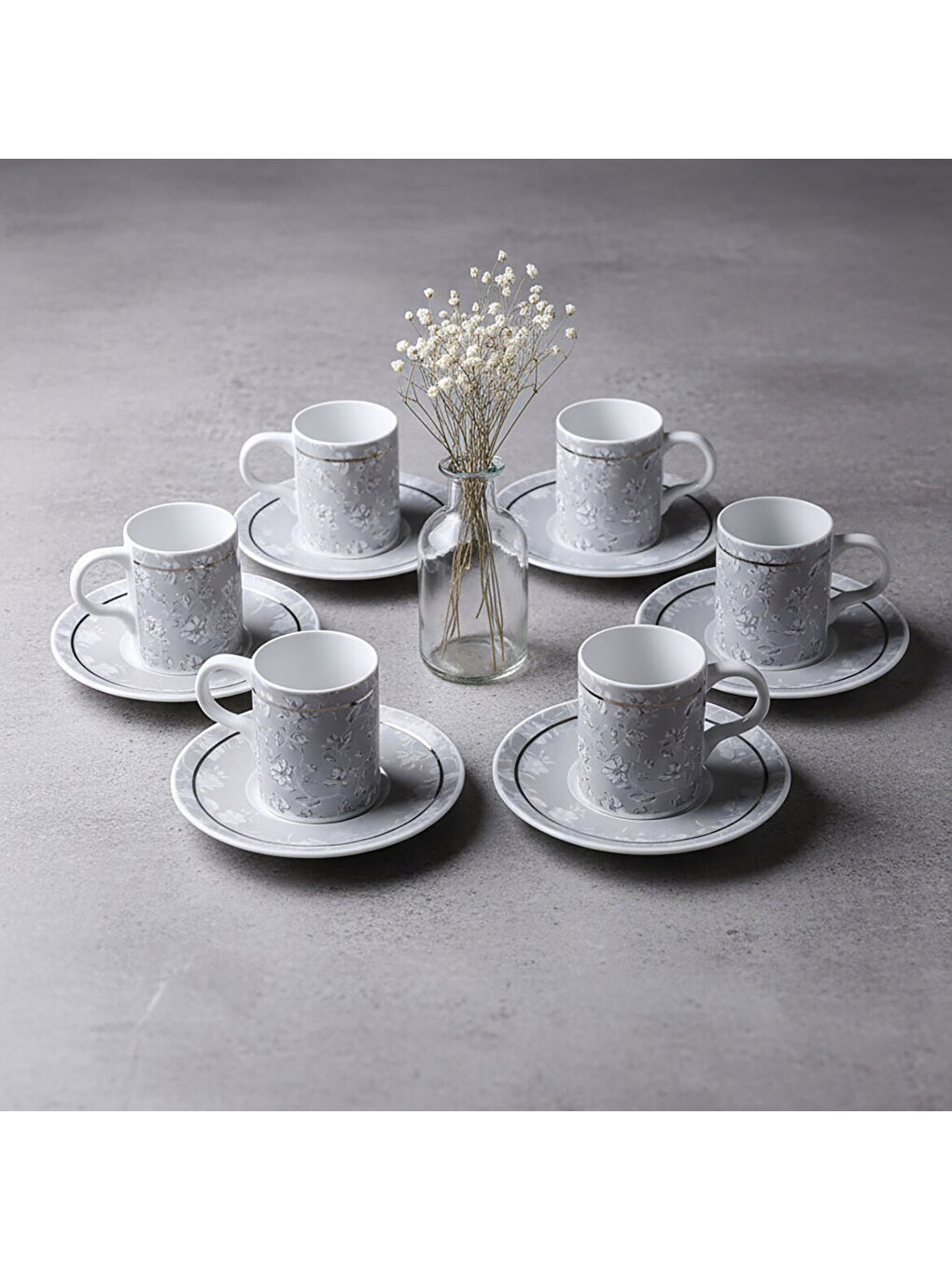 Ekru Camelia 12 Parça 6 Kişilik Kahve Fincan Takımı 6707-2