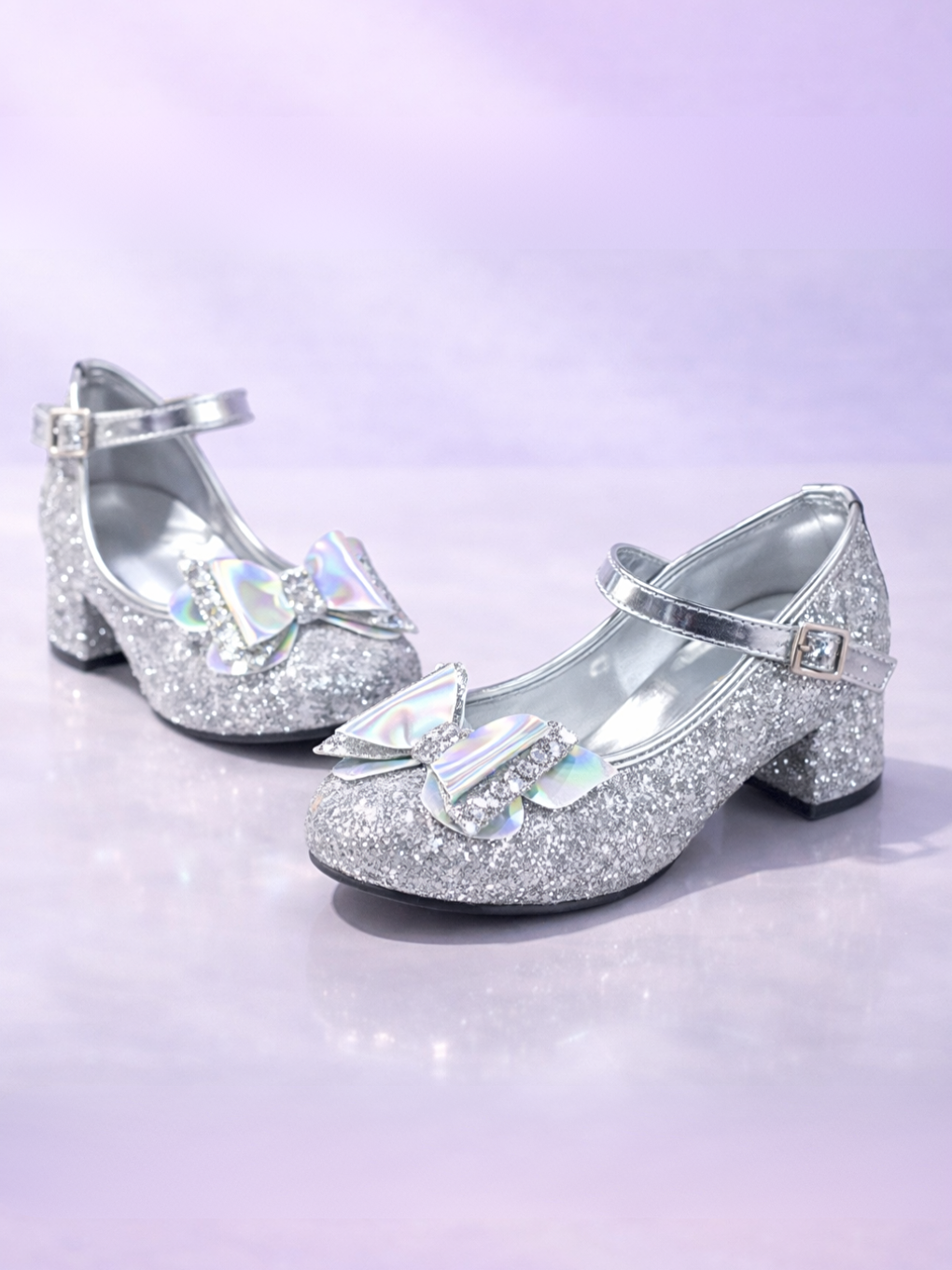 Gri Hologram Kız Çocuk Simli Parti - Doğum Günü - Bayram Kız Ayakkabı
