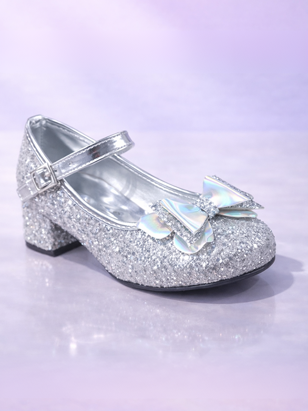 Gri Hologram Kız Çocuk Simli Parti - Doğum Günü - Bayram Kız Ayakkabı-1