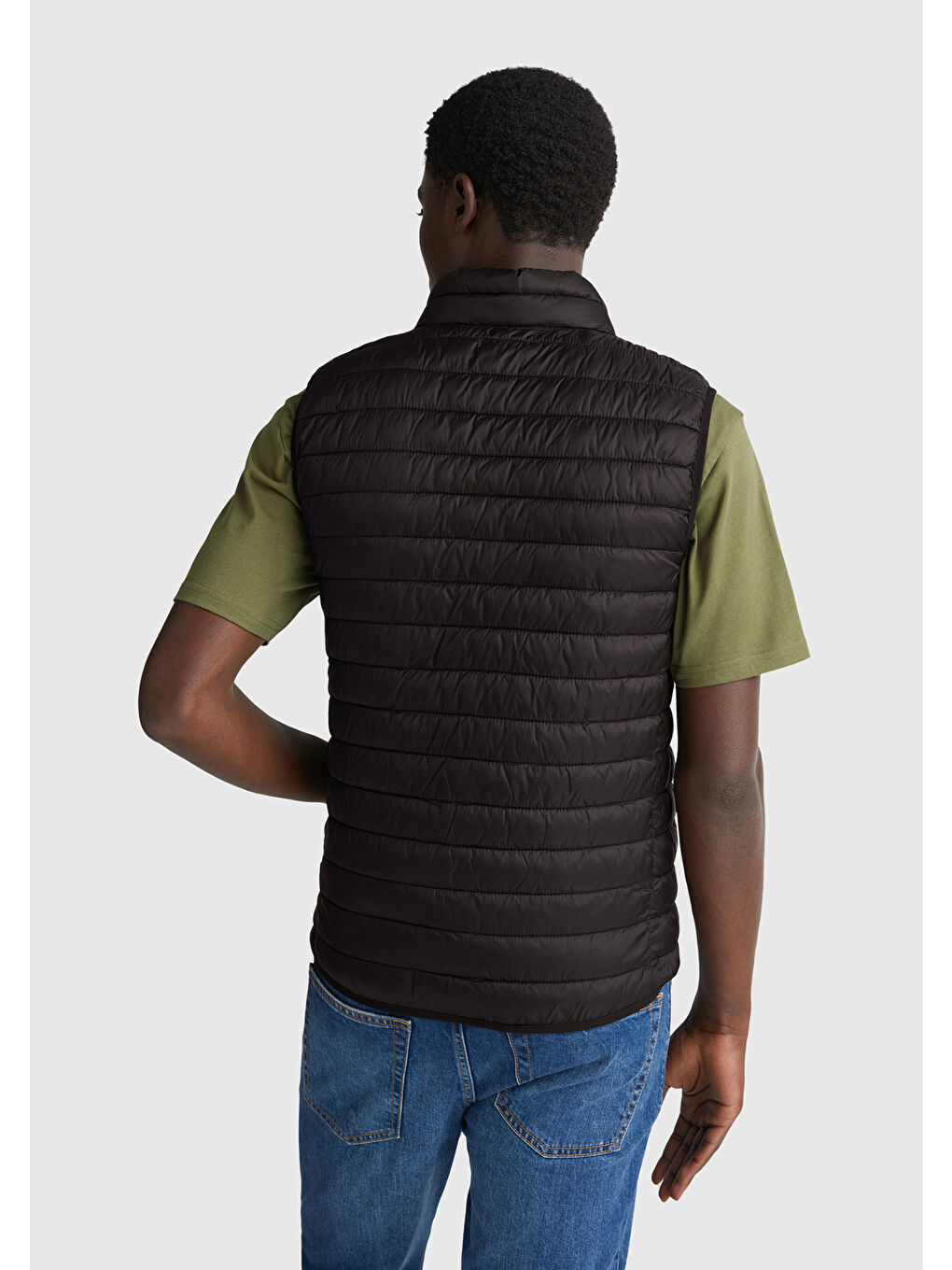 Erkek Siyah Polyester Dolgulu Regular Fit Yelek-2