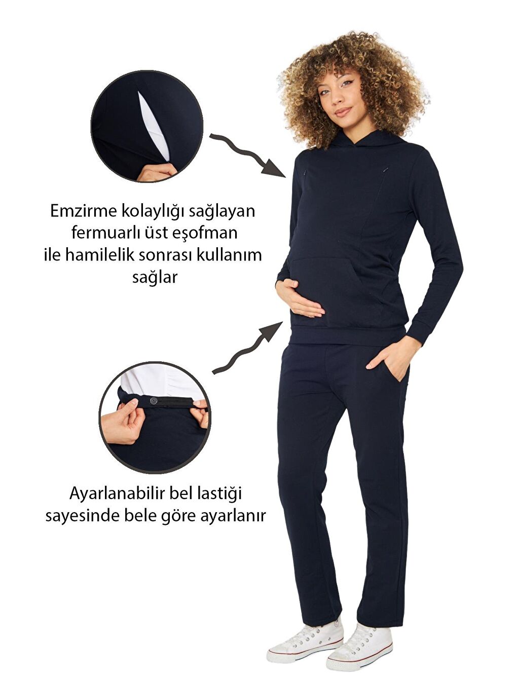 Lacivert Kadın Hamile Ve Emzirme Eşofman Takımı