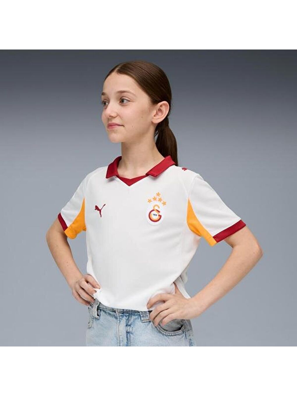 Galatasaray Away Çocuk Beyaz V Yaka Forma-3