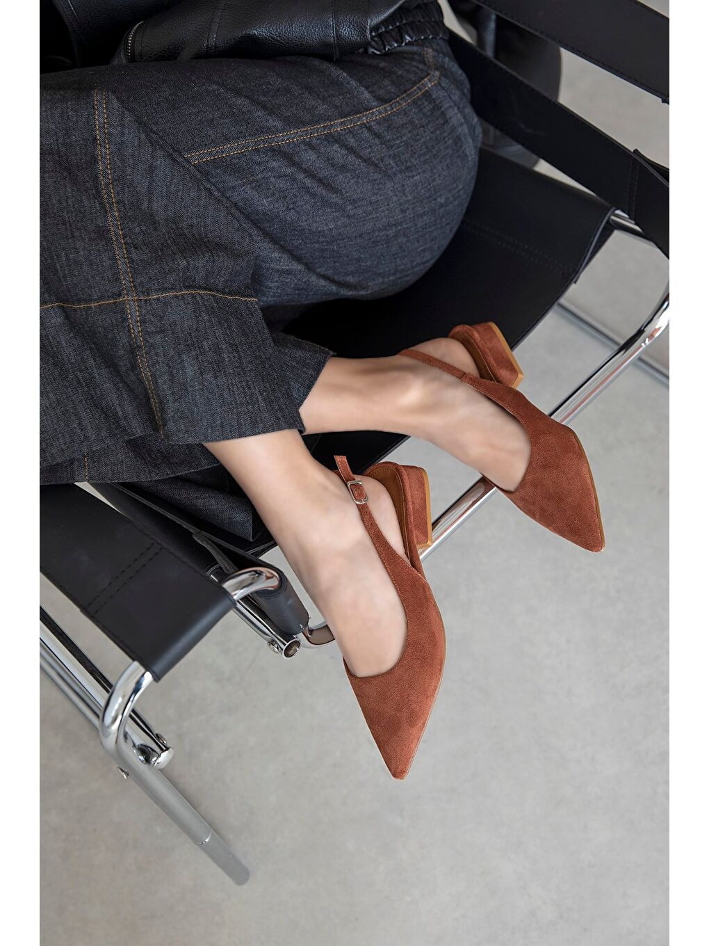 Kahverengi Jesse Kadın Topuklu Süet Ayakkabı Kiremit-1