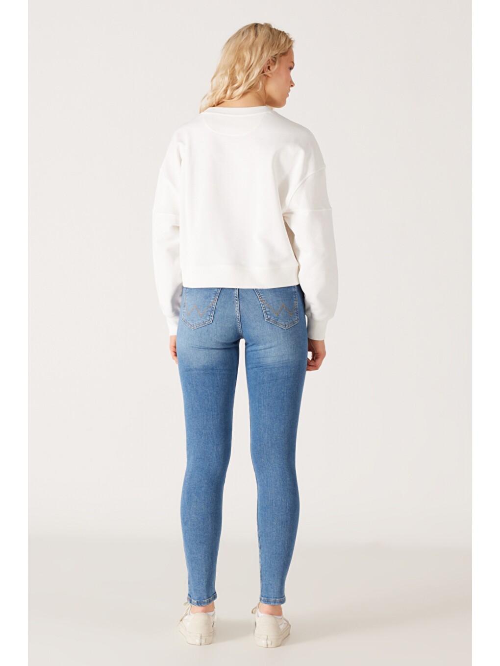 Bej High Rise Skinny Fit Dar Kesim Yüksek Bel Açık Mavi Esnek Jean Jean Pantolon-6