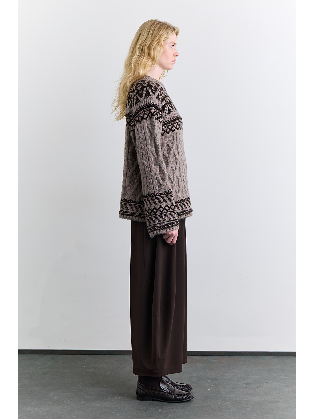 Bej Nordıc Desenli Kazak Vizon-3