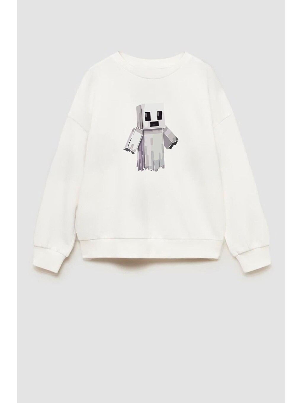 Ekru Erkek Çocuk Baskılı 3 İplik Kumaş Pamuklu Sweatshirt