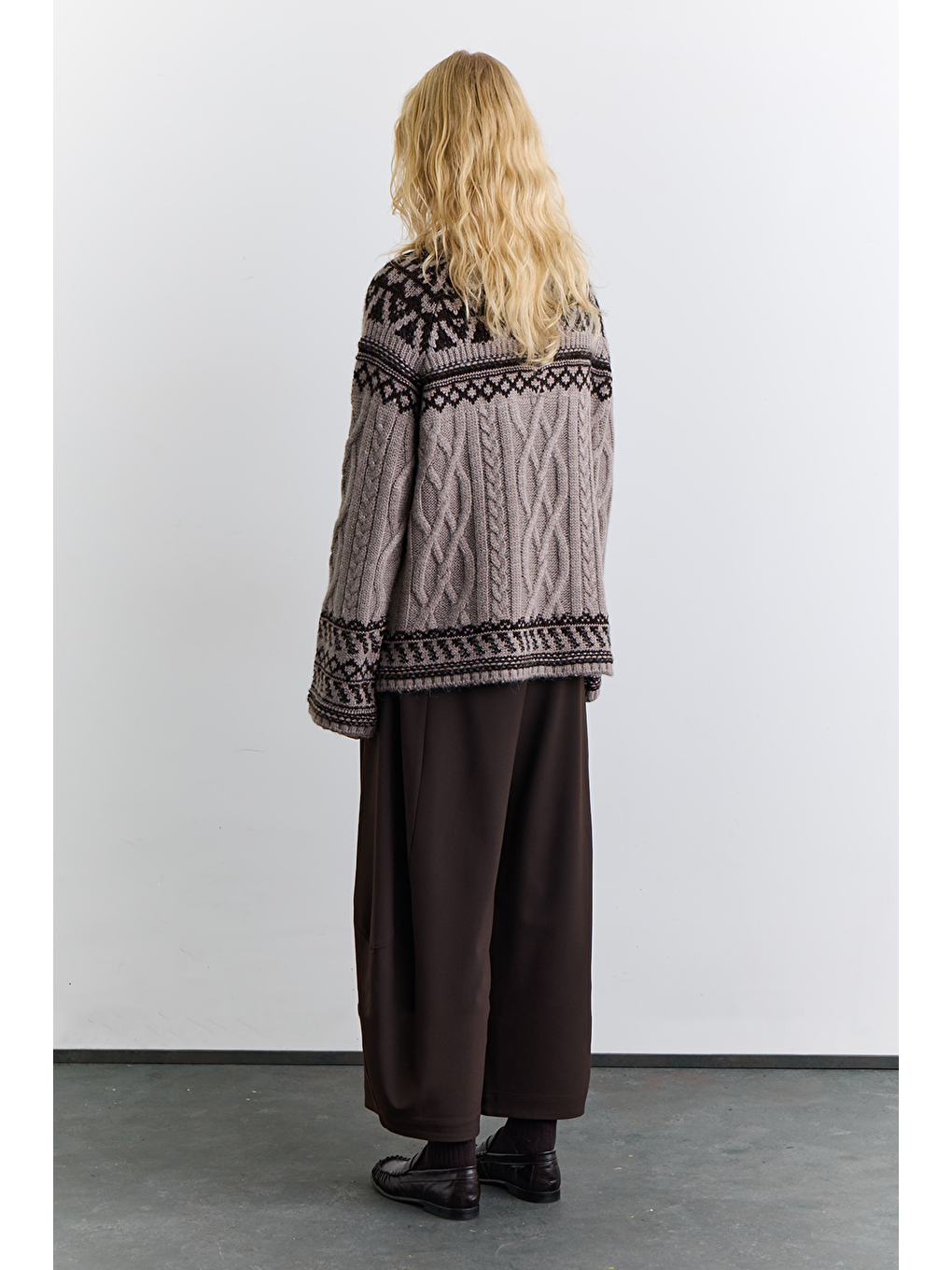 Bej Nordıc Desenli Kazak Vizon-5