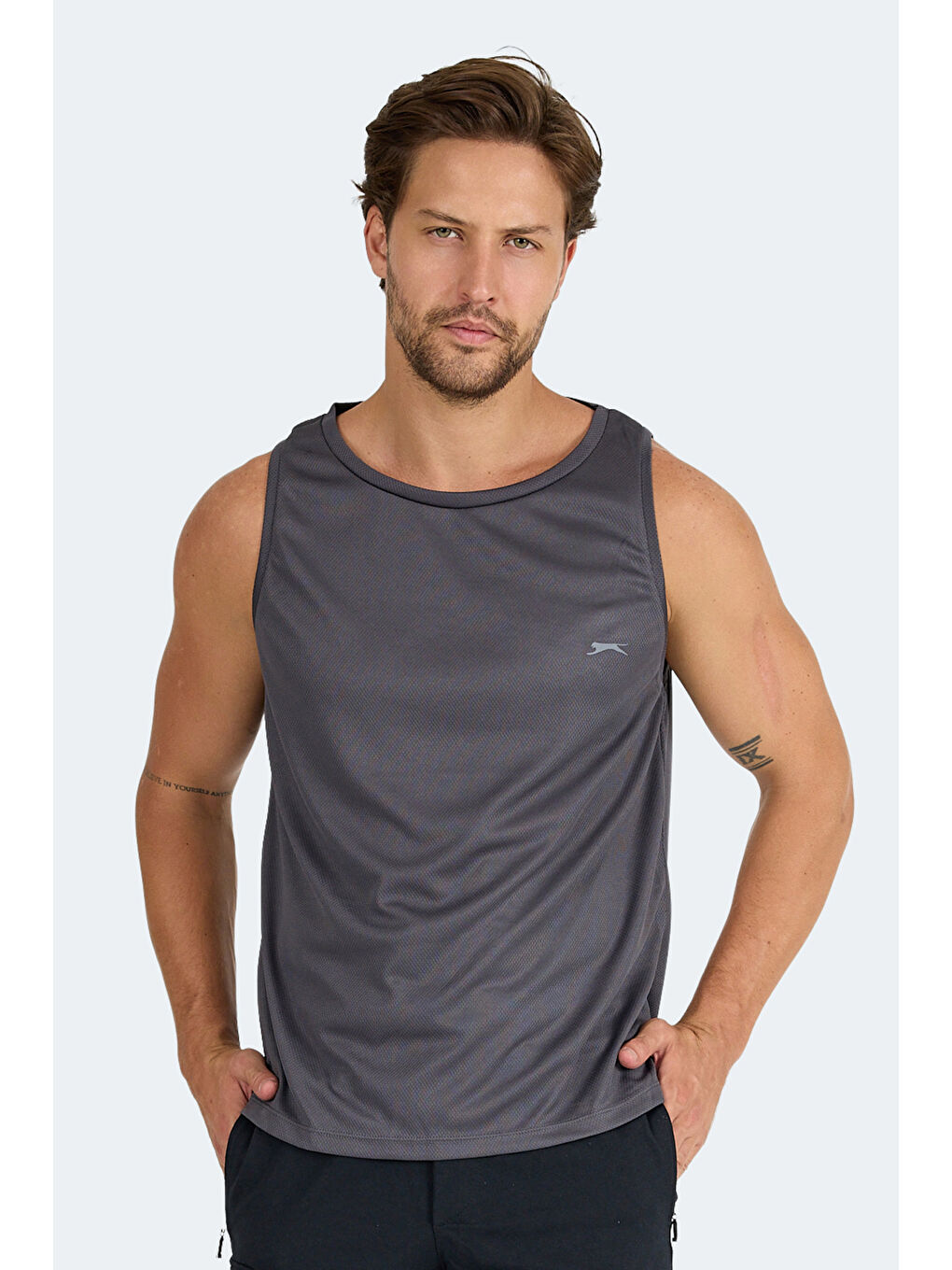 RUN I Erkek Kolsuz Tişört Atlet Antrasit