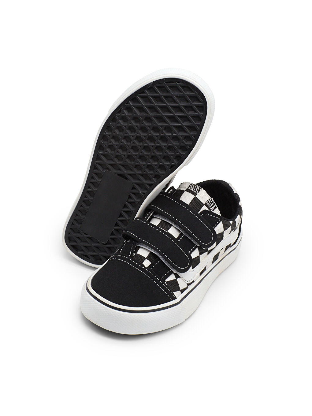 Çocuk Unisex Siyah Ekose Kauçuk Taban Rahat Kalıp Çift Cırtlı Ayakkabı-2